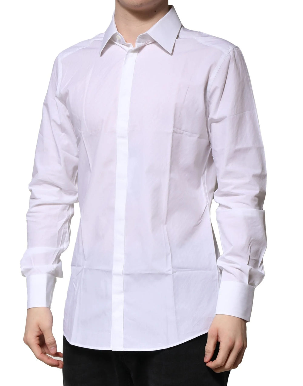 Dolce & Gabbana White GOLD Long Sleeves Men Dress Formal Shirt - IT41 | L - Shirts