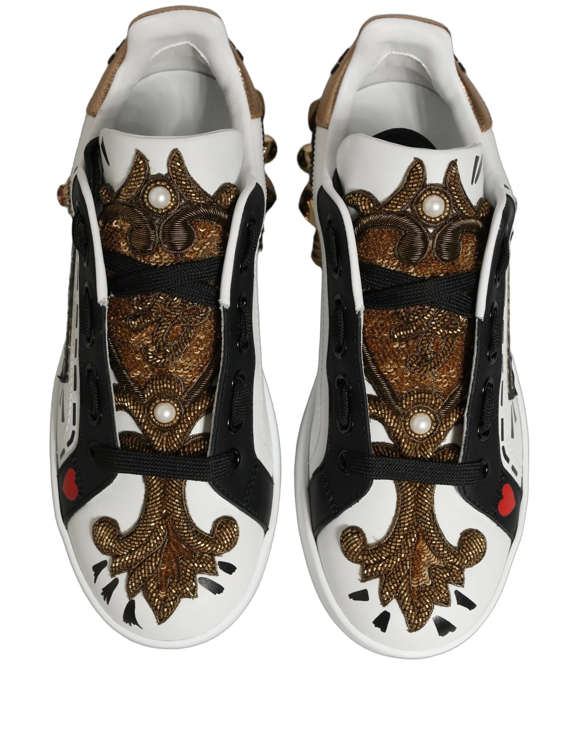Dolce & Gabbana Fehér, aranycsatossal díszített Portofino sportcipők - EU35/US4.5
