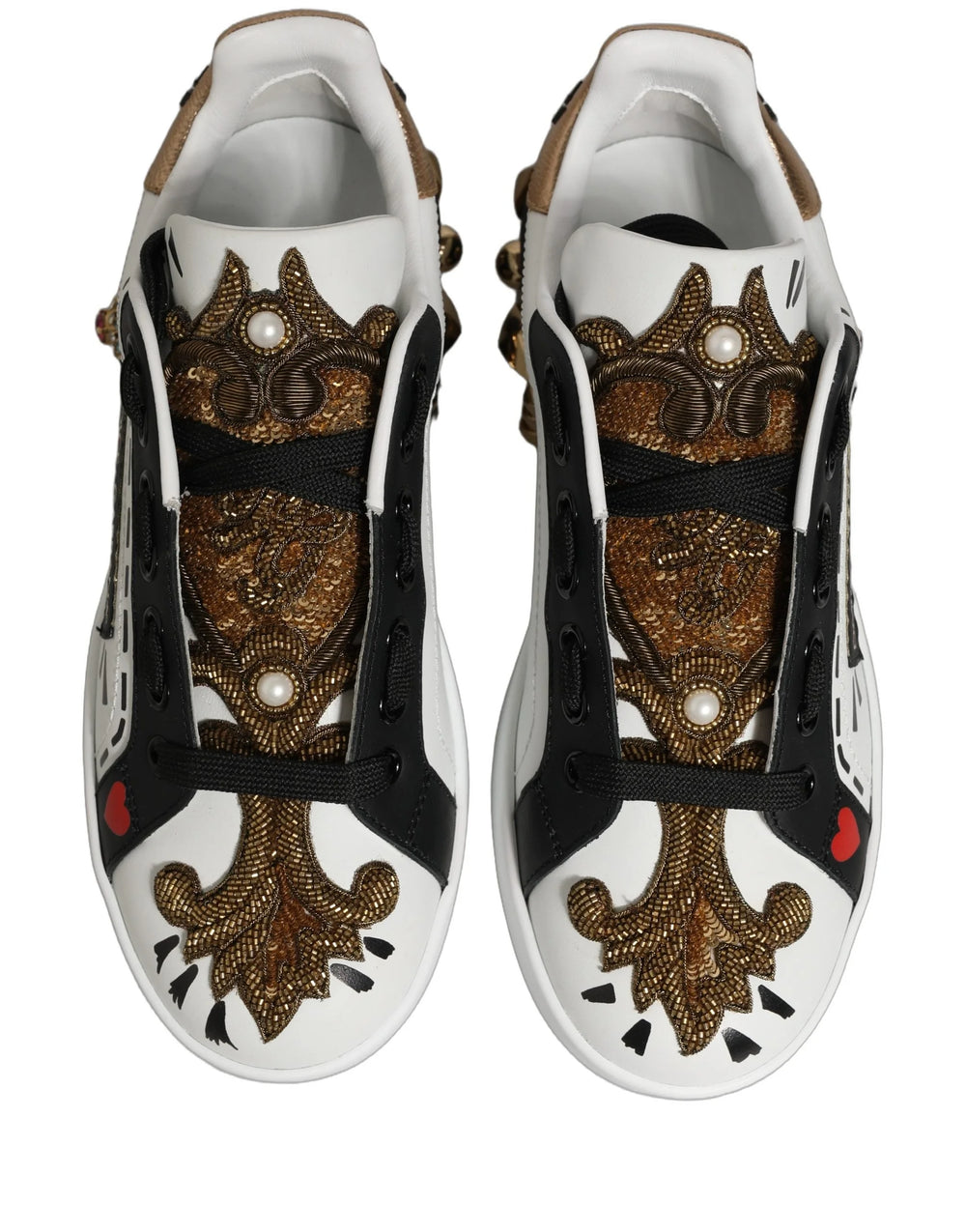 Dolce & Gabbana Fehér, aranycsatossal díszített Portofino sportcipők - EU35/US4.5