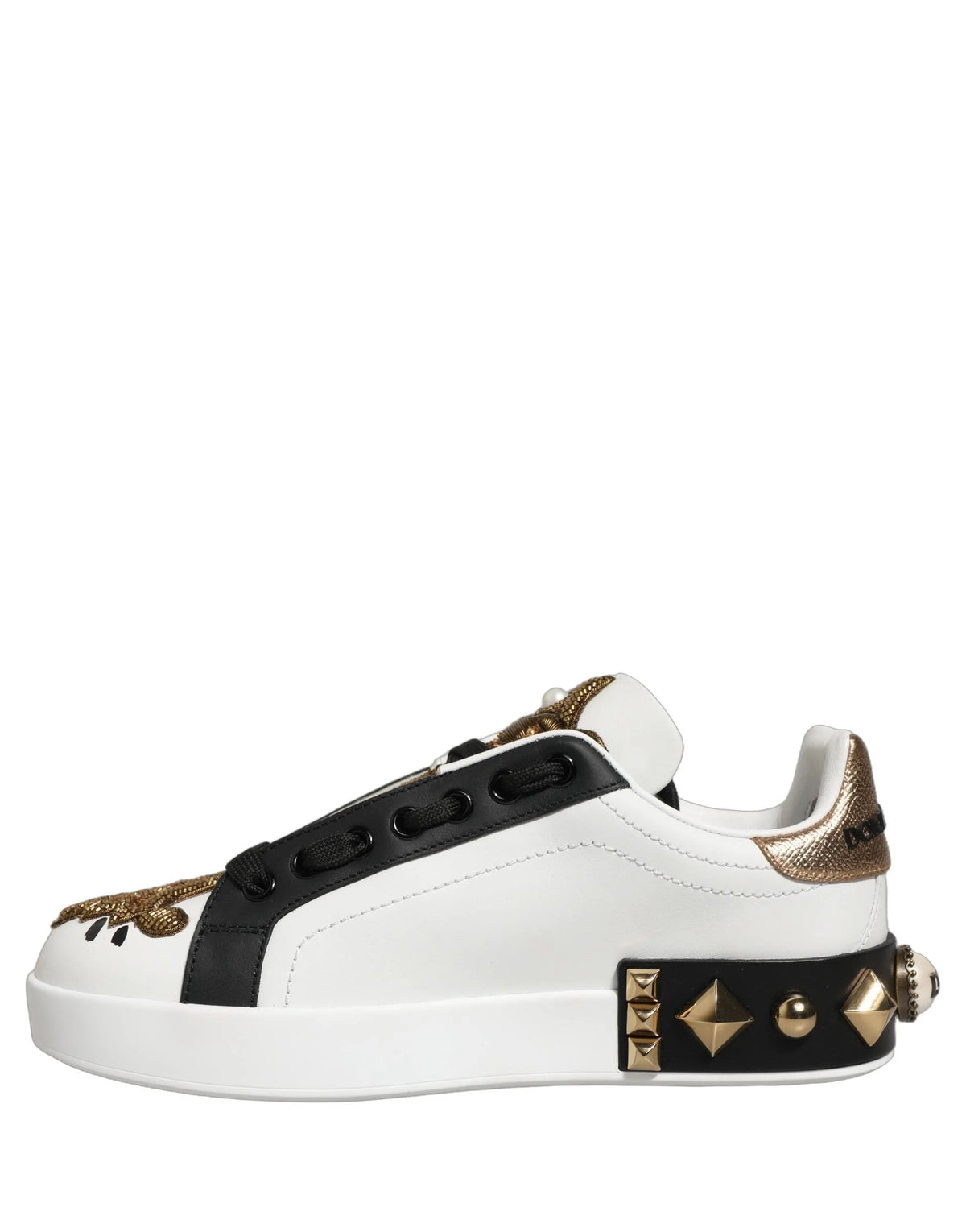 Dolce & Gabbana Fehér, aranycsatossal díszített Portofino sportcipők - EU35/US4.5