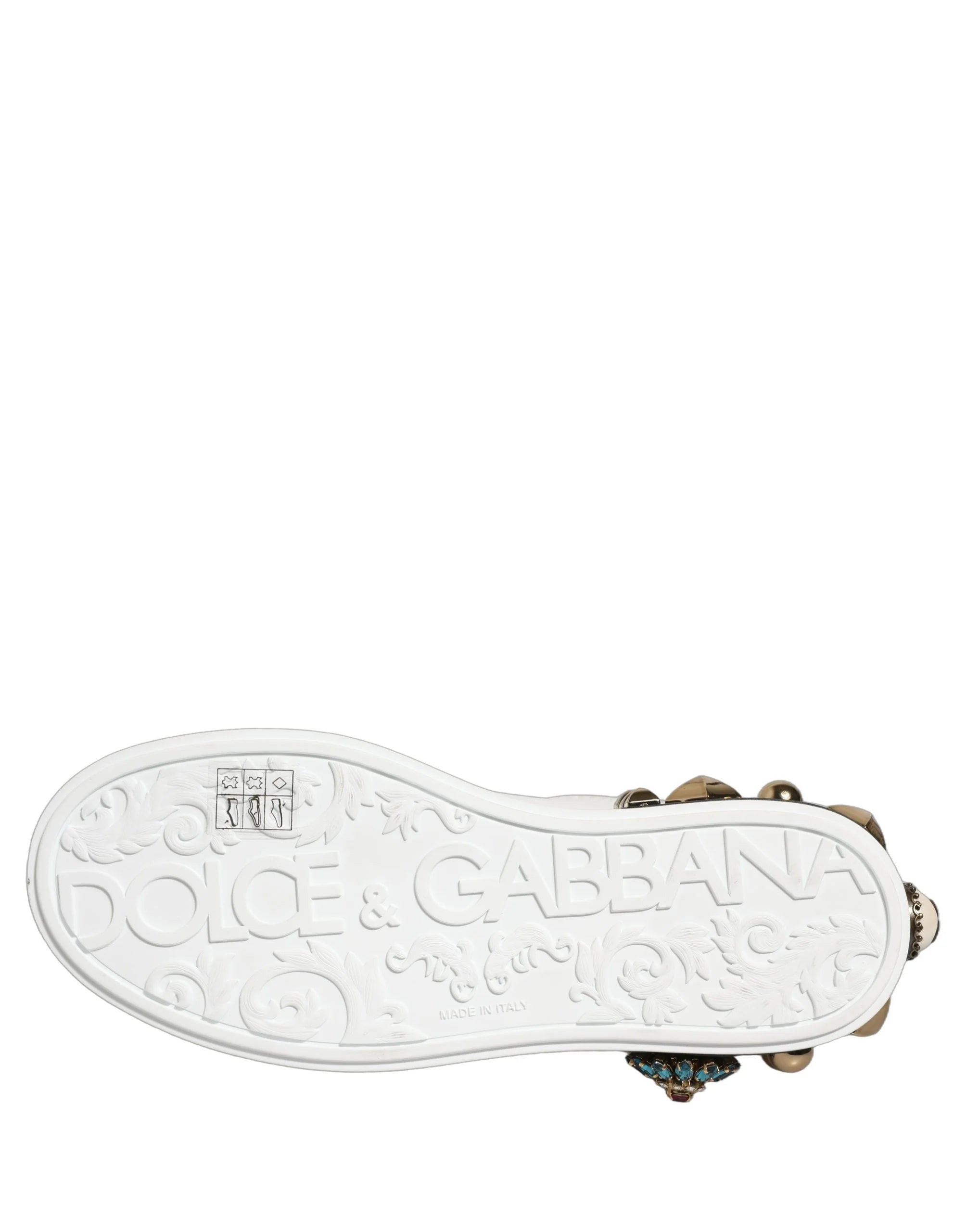 Dolce & Gabbana Fehér, aranycsatossal díszített Portofino sportcipők - EU35/US4.5
