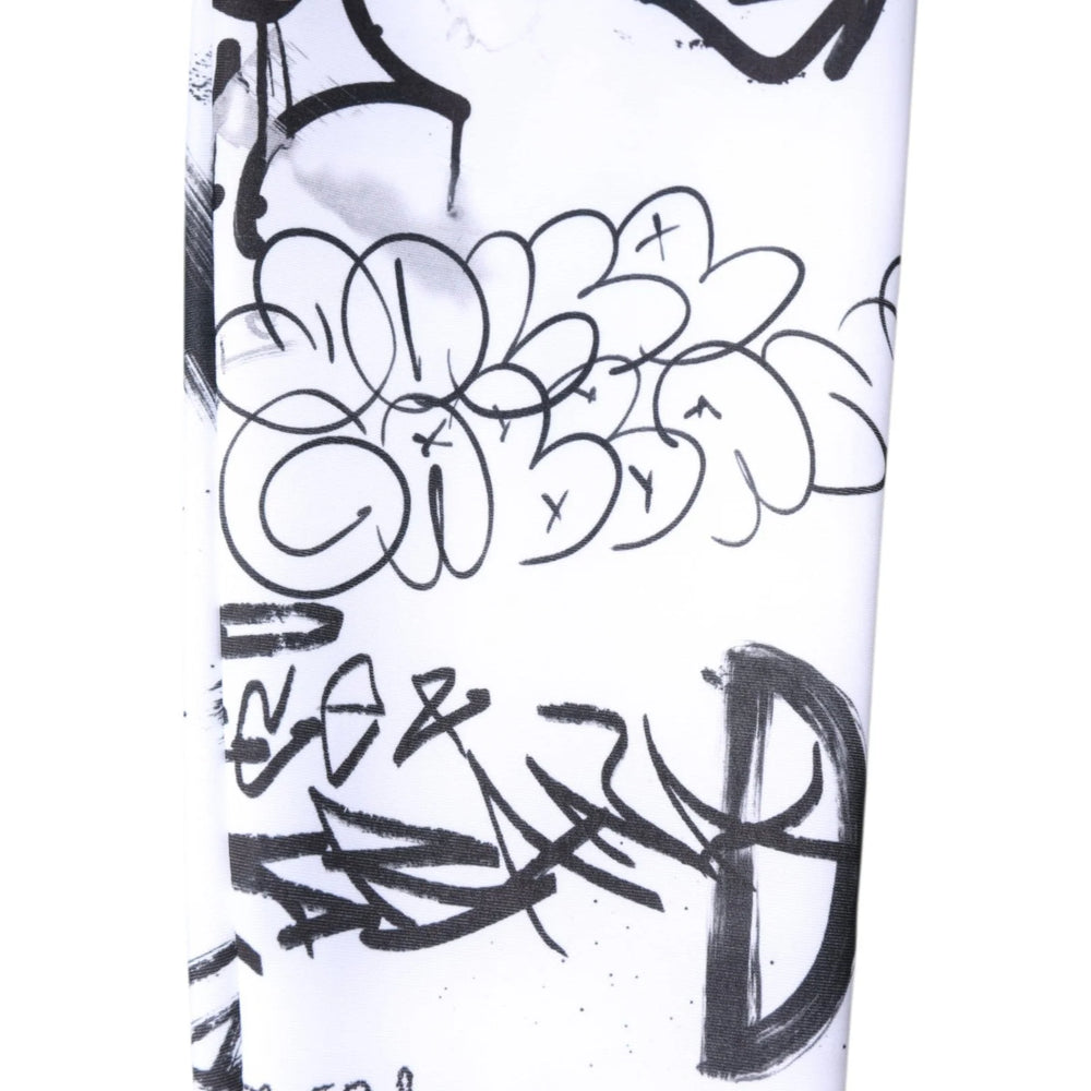 Dolce & Gabbana White Graffiti Cotton Over Calf Stockings Socks - S - Hosiery