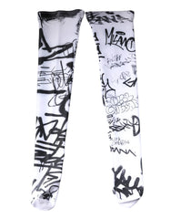 Dolce & Gabbana White Graffiti Cotton Over Calf Stockings Socks - S