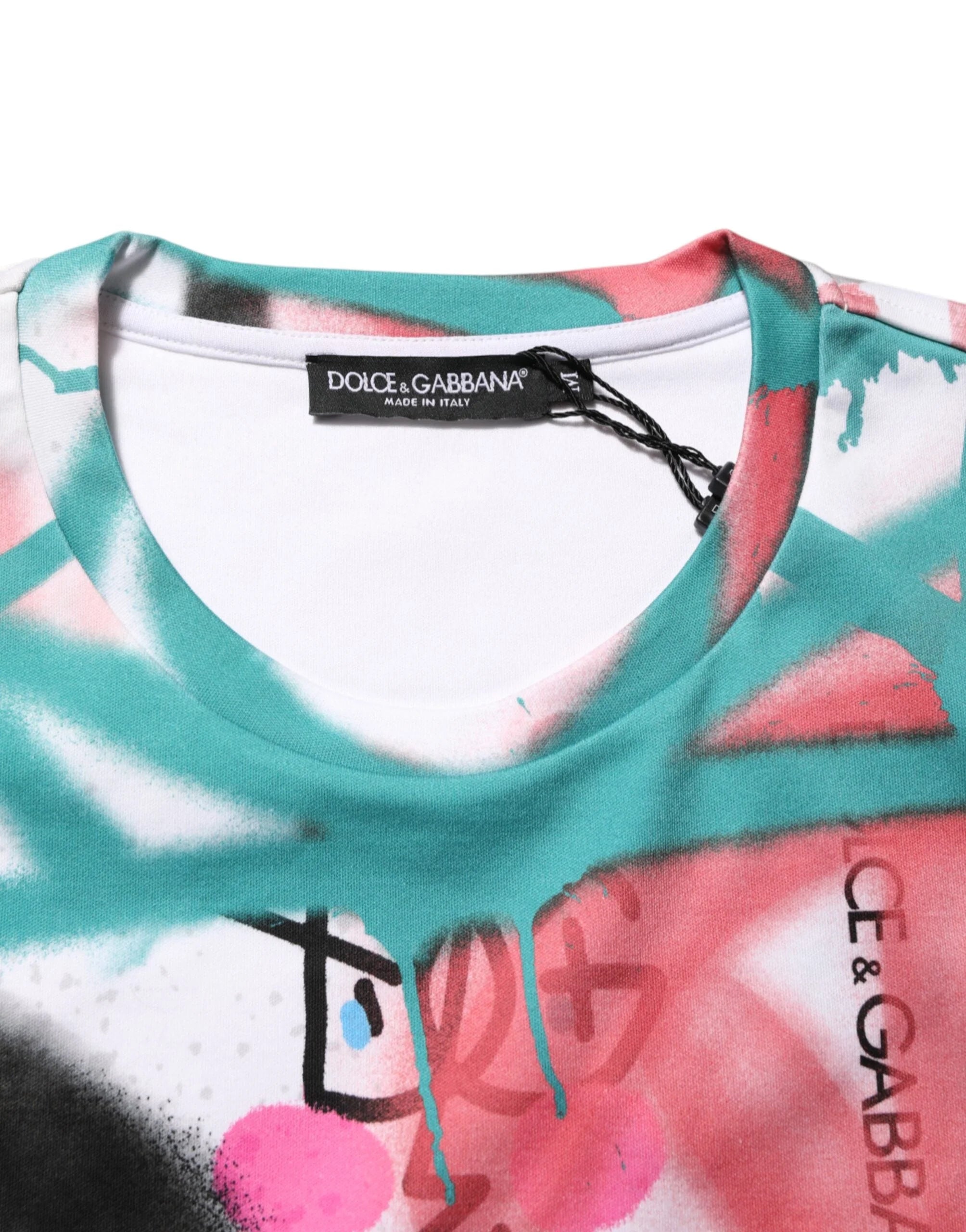 Dolce & Gabbana White Graffiti Crew Neck Short Sleeves T-shirt - T-Shirts