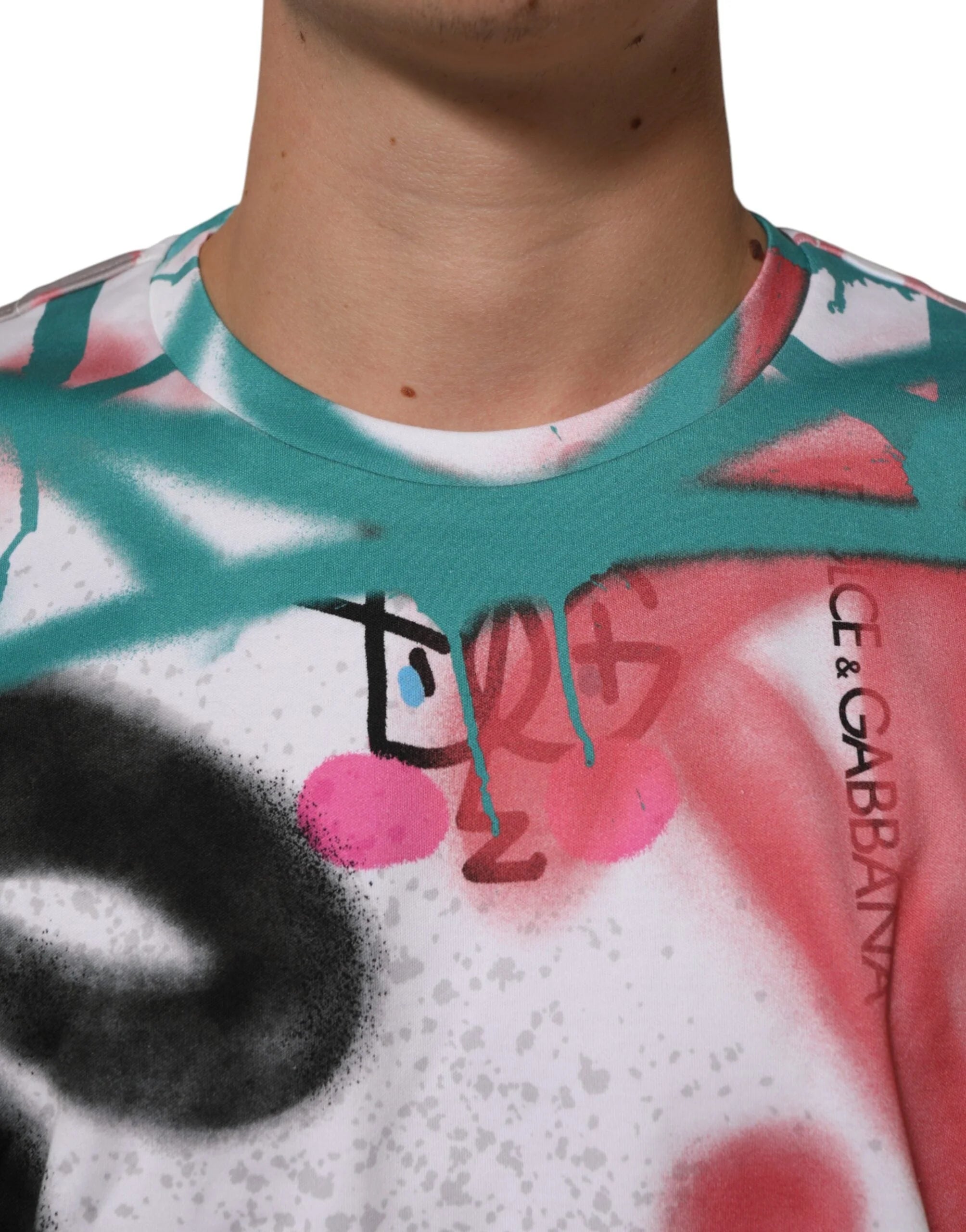 Dolce & Gabbana White Graffiti Crew Neck Short Sleeves T-shirt - T-Shirts