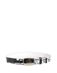 Cinto Dolce & Gabbana Branco com Estampa Graffiti, Fivela de Metal Dourado - 90 cm / 36 Polegadas - Cintos