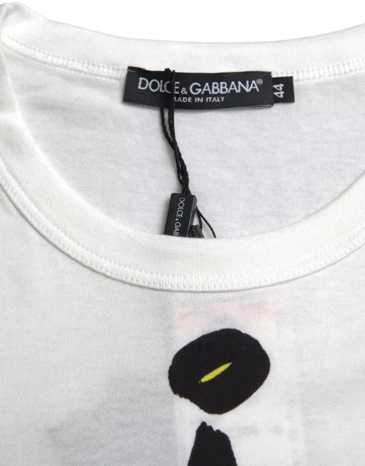 Dolce & Gabbana White Graphic Cotton Short Sleeves Men T-shirt - IT44 | XS - T-Shirts