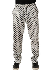 Dolce & Gabbana White Graphic Heart Print Men Trousers Pants - IT48 | M