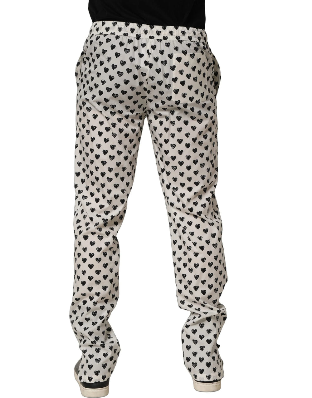 Dolce & Gabbana White Graphic Heart Print Men Trousers Pants - IT48 | M