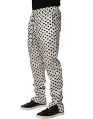 Dolce & Gabbana White Graphic Heart Print Men Trousers Pants - IT48 | M