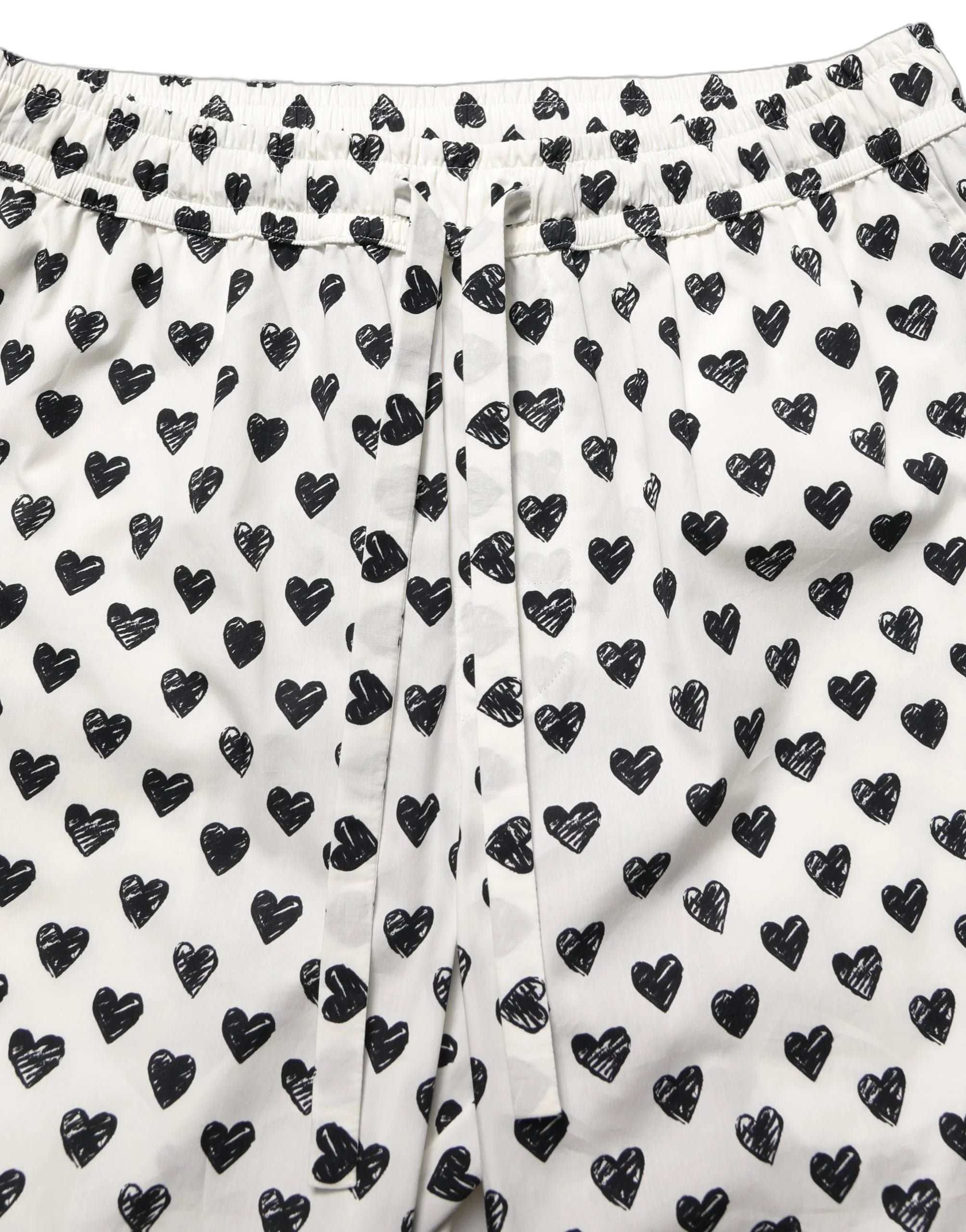 Dolce & Gabbana White Graphic Heart Print Men Trousers Pants - IT48 | M