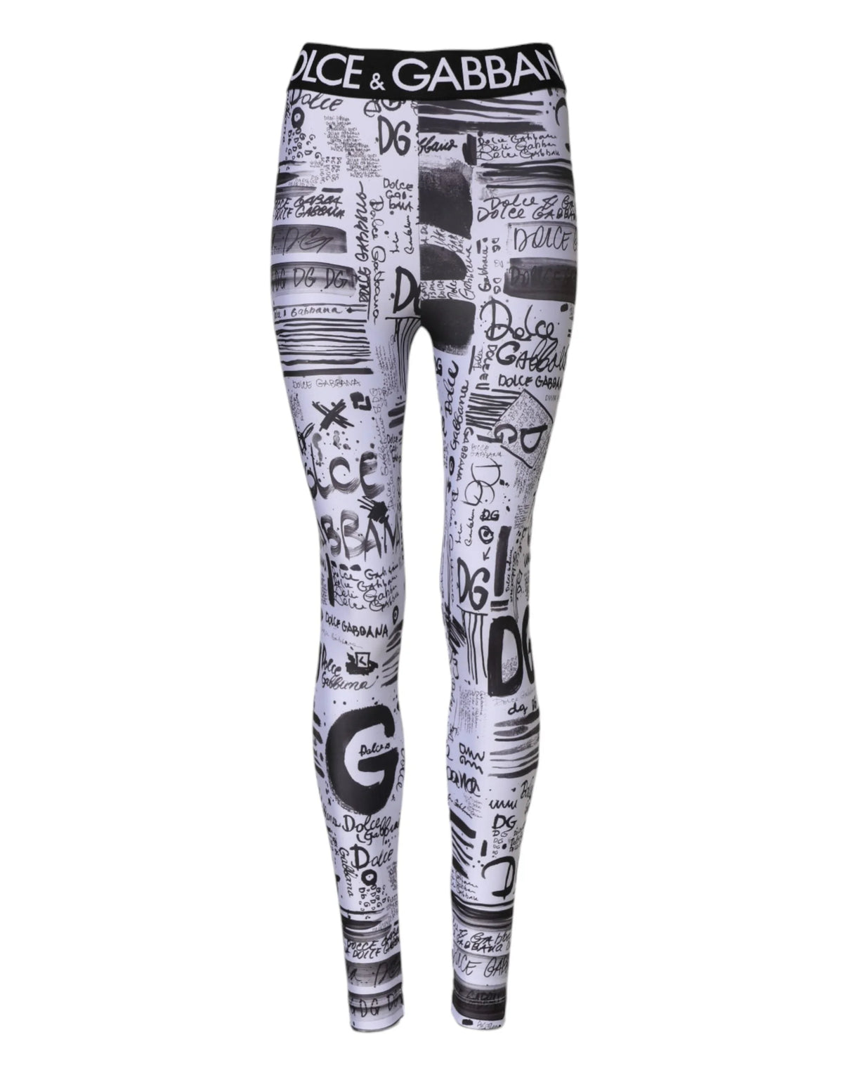 Dolce & Gabbana White Graphic HighWaist Skinny Leggings Pants - IT38 | XS - Leggings