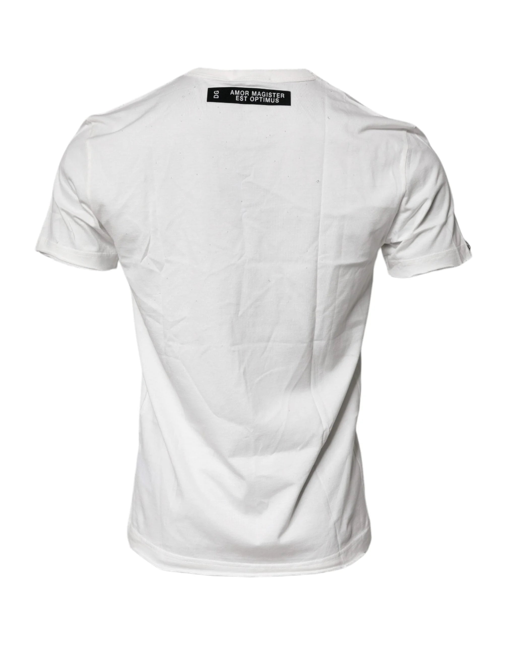 Dolce & Gabbana White Graphic Print Cotton Crew Neck T-shirt - IT46 | S - T-Shirts