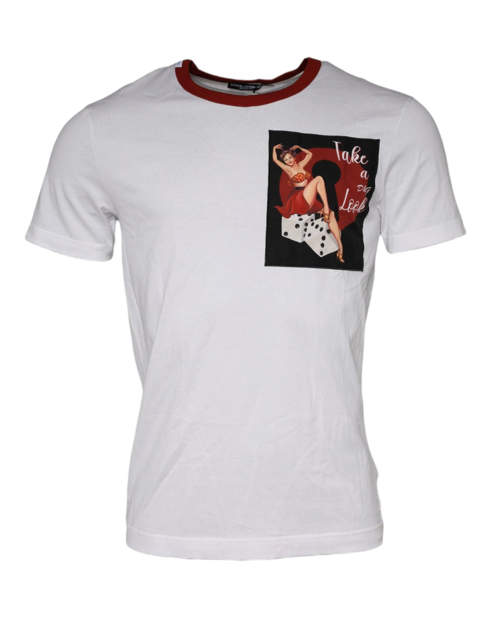 Dolce & Gabbana White Graphic Print Cotton Crew Neck T-shirt - IT46 | S - T-Shirts
