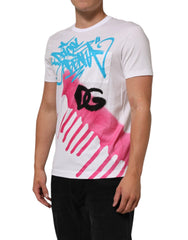 Dolce & Gabbana White Graphic Print Cotton Crew Neck T-shirt - IT48 | M