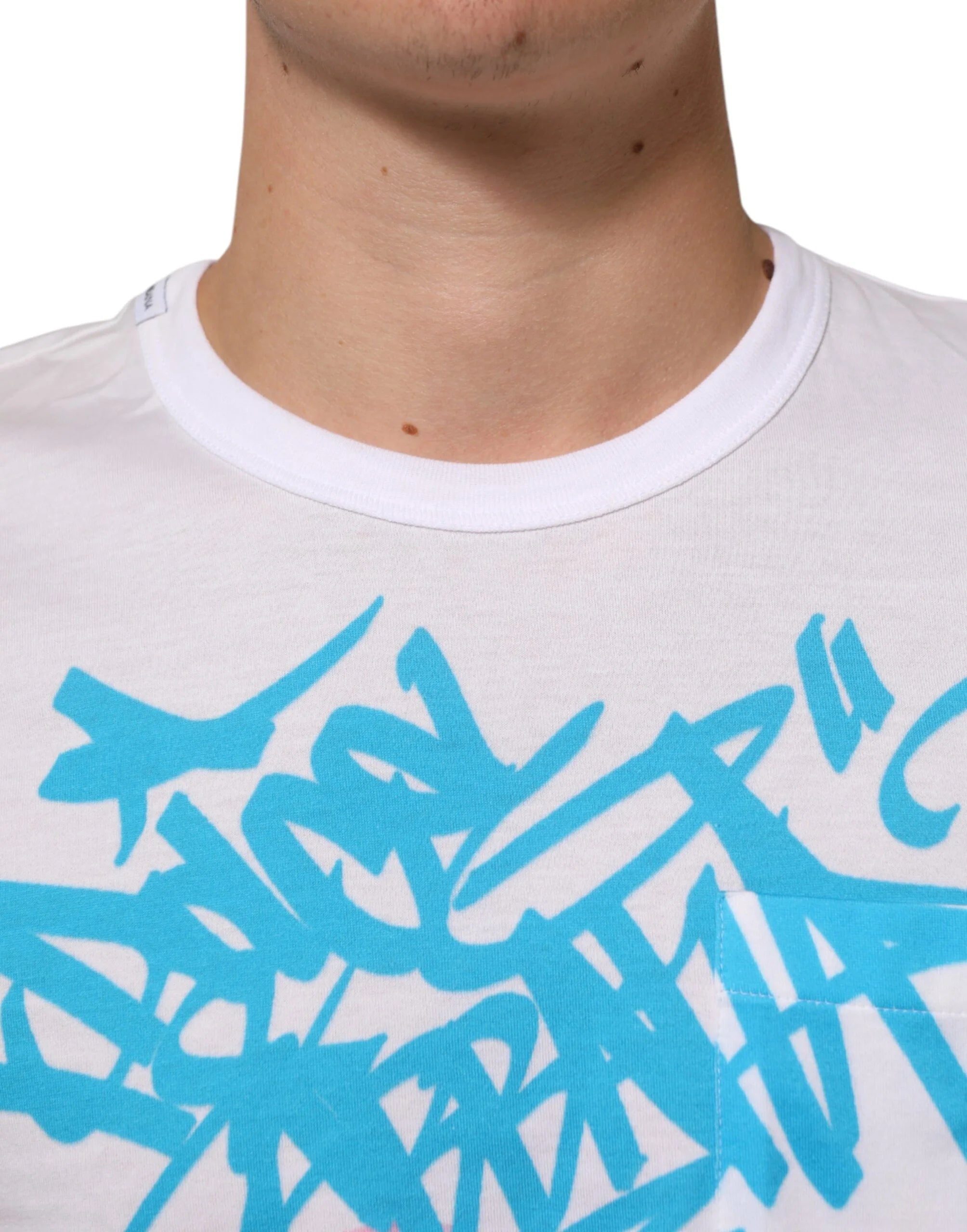 Dolce & Gabbana White Graphic Print Cotton Crew Neck T-shirt - IT48 | M
