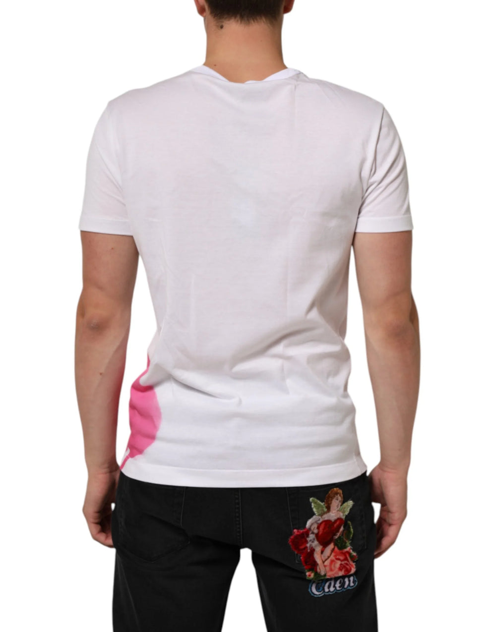 Dolce & Gabbana White Graphic Print Cotton Crew Neck T-shirt - IT48 | M - T-Shirts