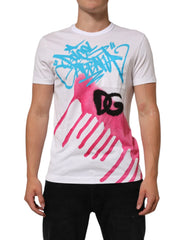 Dolce & Gabbana White Graphic Print Cotton Crew Neck T-shirt - IT48 | M