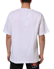 Dolce & Gabbana White Graphic Print Cotton Crew Neck T-shirt - IT54 | XL