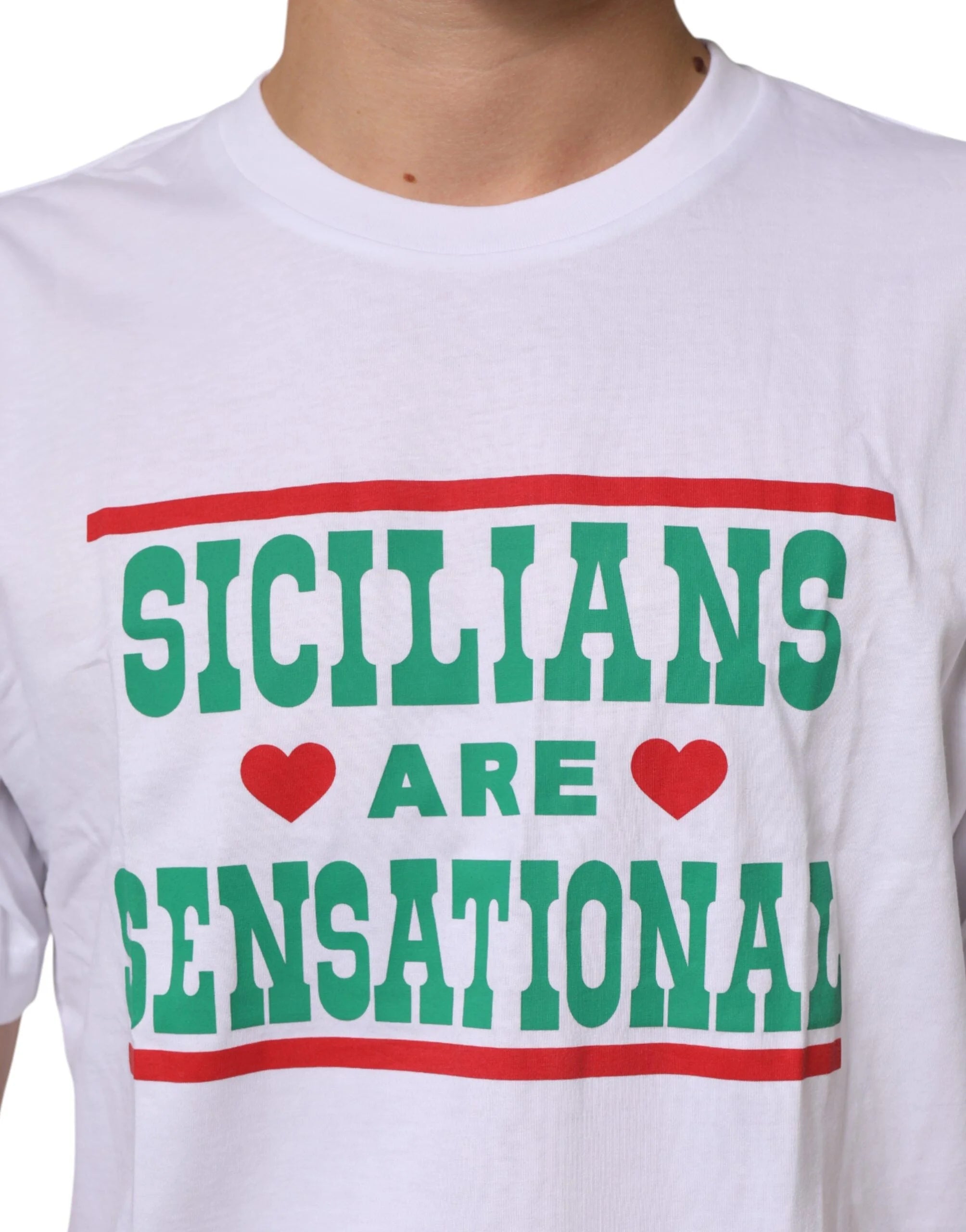 Dolce & Gabbana White Graphic Print Cotton Crew Neck T-shirt - T-Shirts