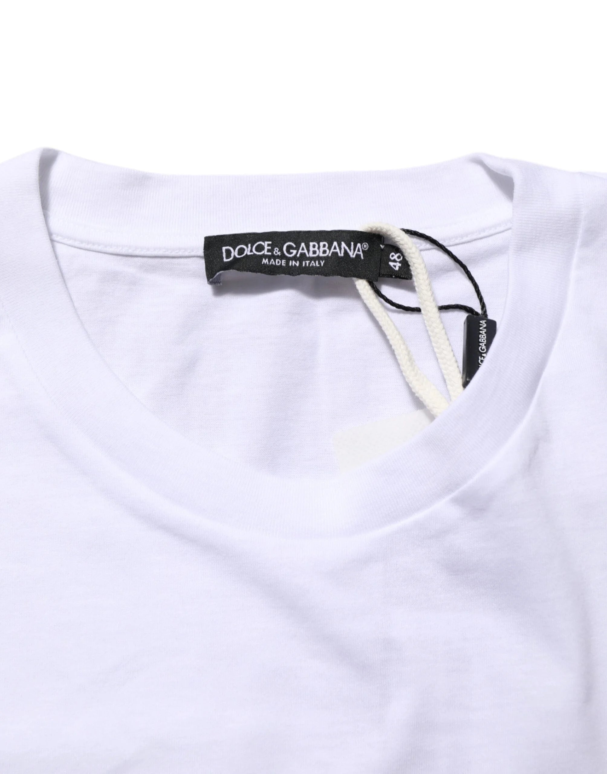 Dolce & Gabbana White Graphic Print Cotton Crew Neck T-shirt - T-Shirts
