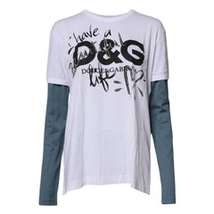 Dolce & Gabbana White Graphic Print Cotton Crew Neck T-shirt - T-Shirts