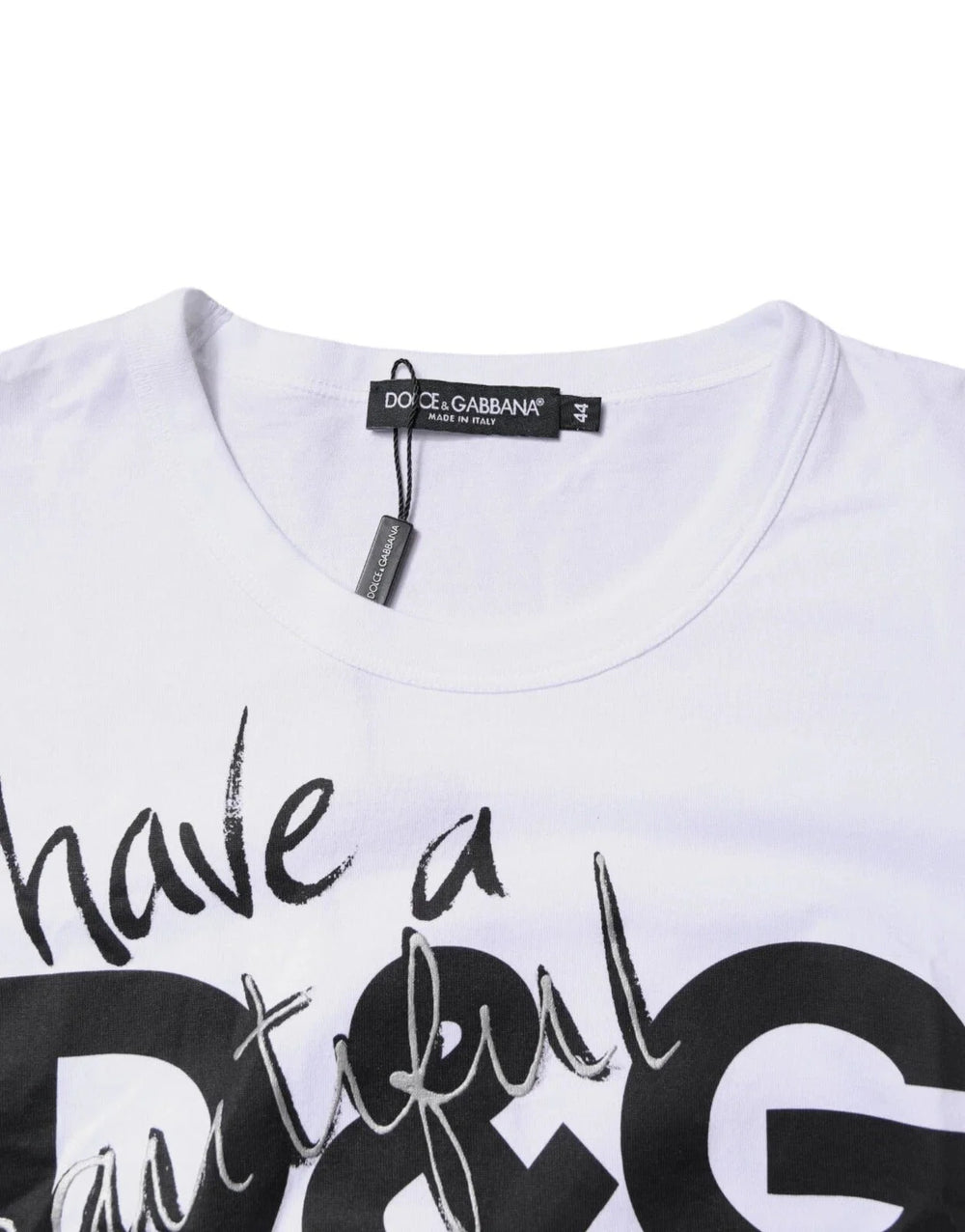 Dolce & Gabbana White Graphic Print Cotton Crew Neck T-shirt - T-Shirts