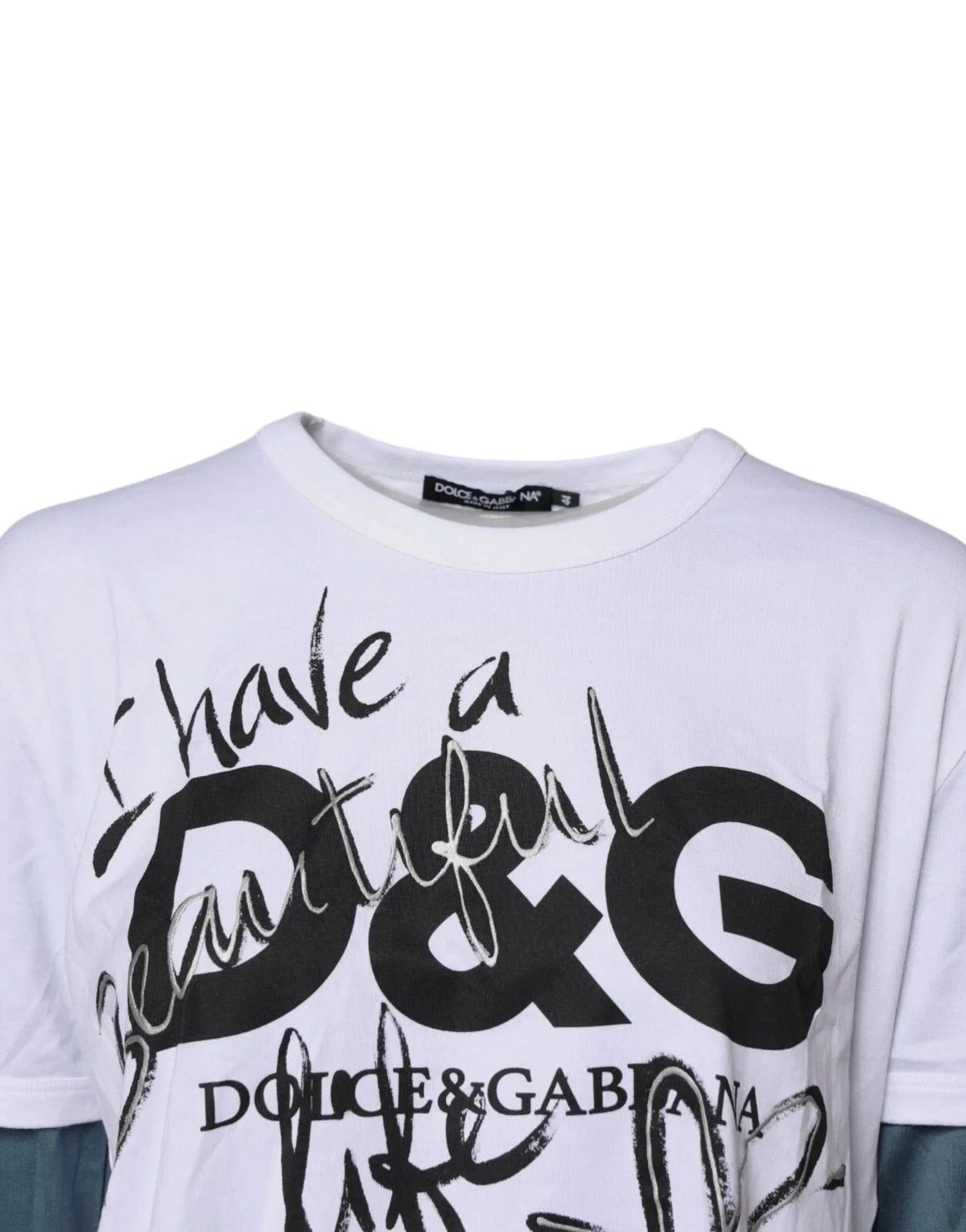 Dolce & Gabbana White Graphic Print Cotton Crew Neck T-shirt - T-Shirts
