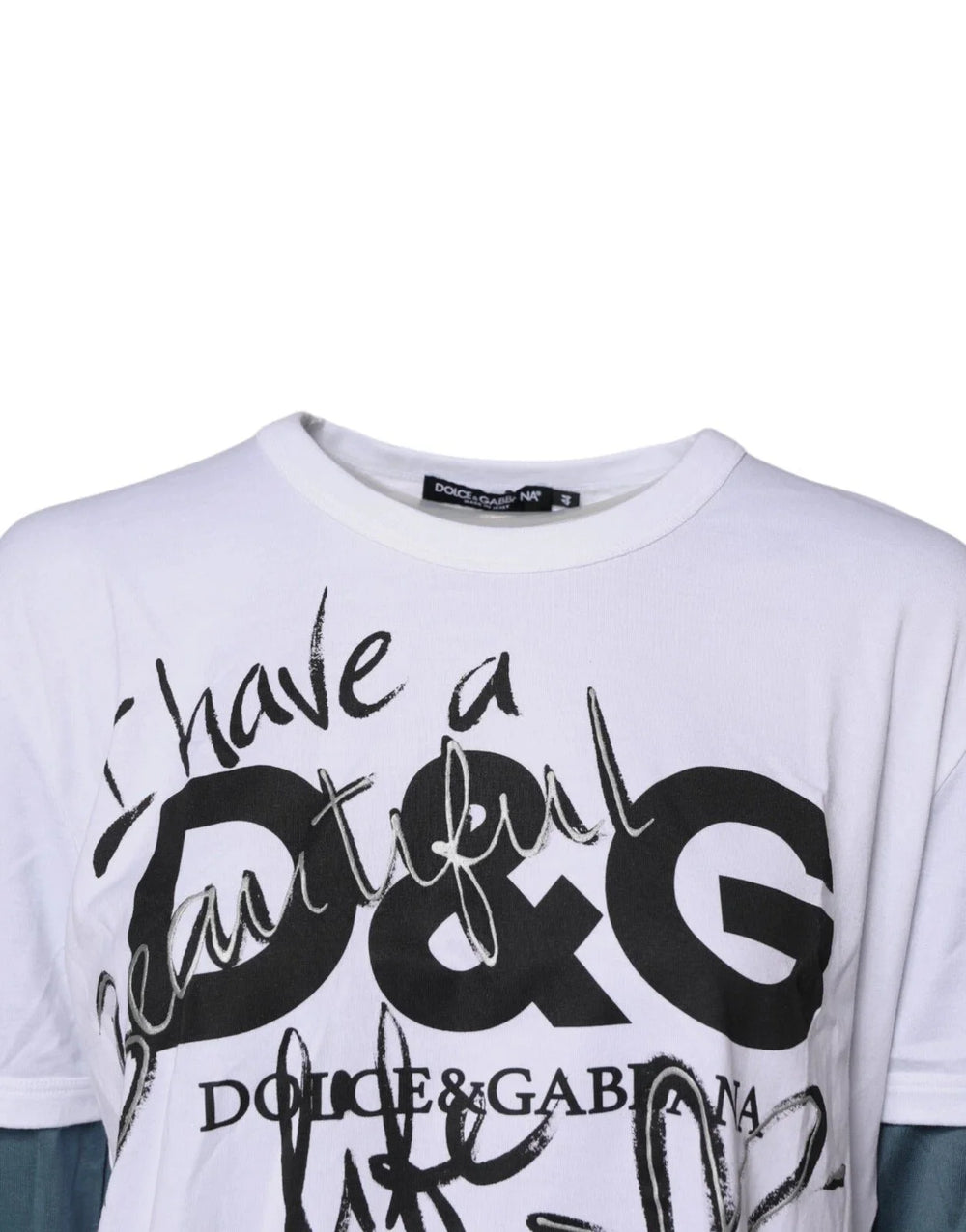 Dolce & Gabbana White Graphic Print Cotton Crew Neck T-shirt - T-Shirts