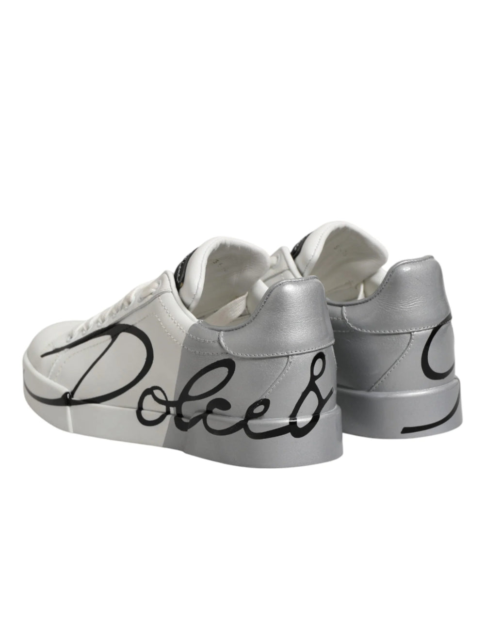 Dolce & Gabbana White Gray Low Top Leather Sneaker Shoes - EU35.5/US5