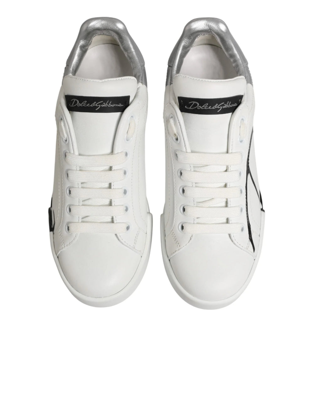 Dolce & Gabbana White Gray Low Top Leather Sneaker Shoes - EU35.5/US5