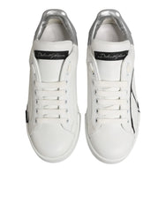 Dolce & Gabbana White Gray Low Top Leather Sneaker Shoes - EU35.5/US5