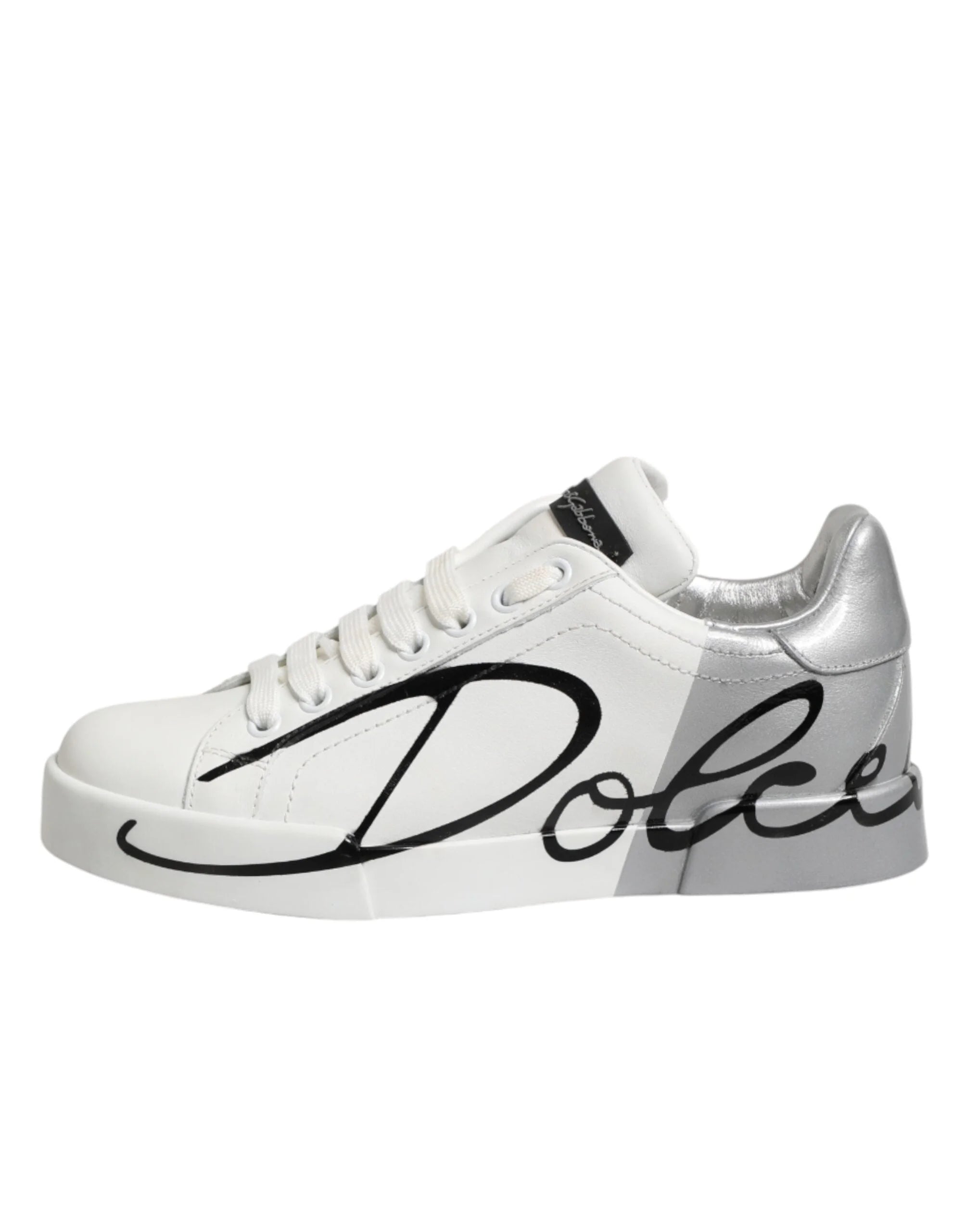 Dolce & Gabbana White Gray Low Top Leather Sneaker Shoes - EU35.5/US5