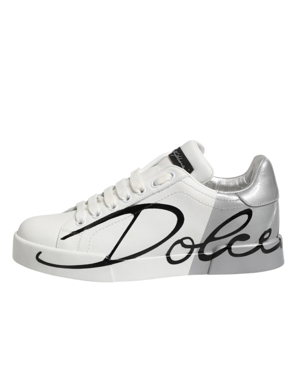 Dolce & Gabbana White Gray Low Top Leather Sneaker Shoes - EU35.5/US5
