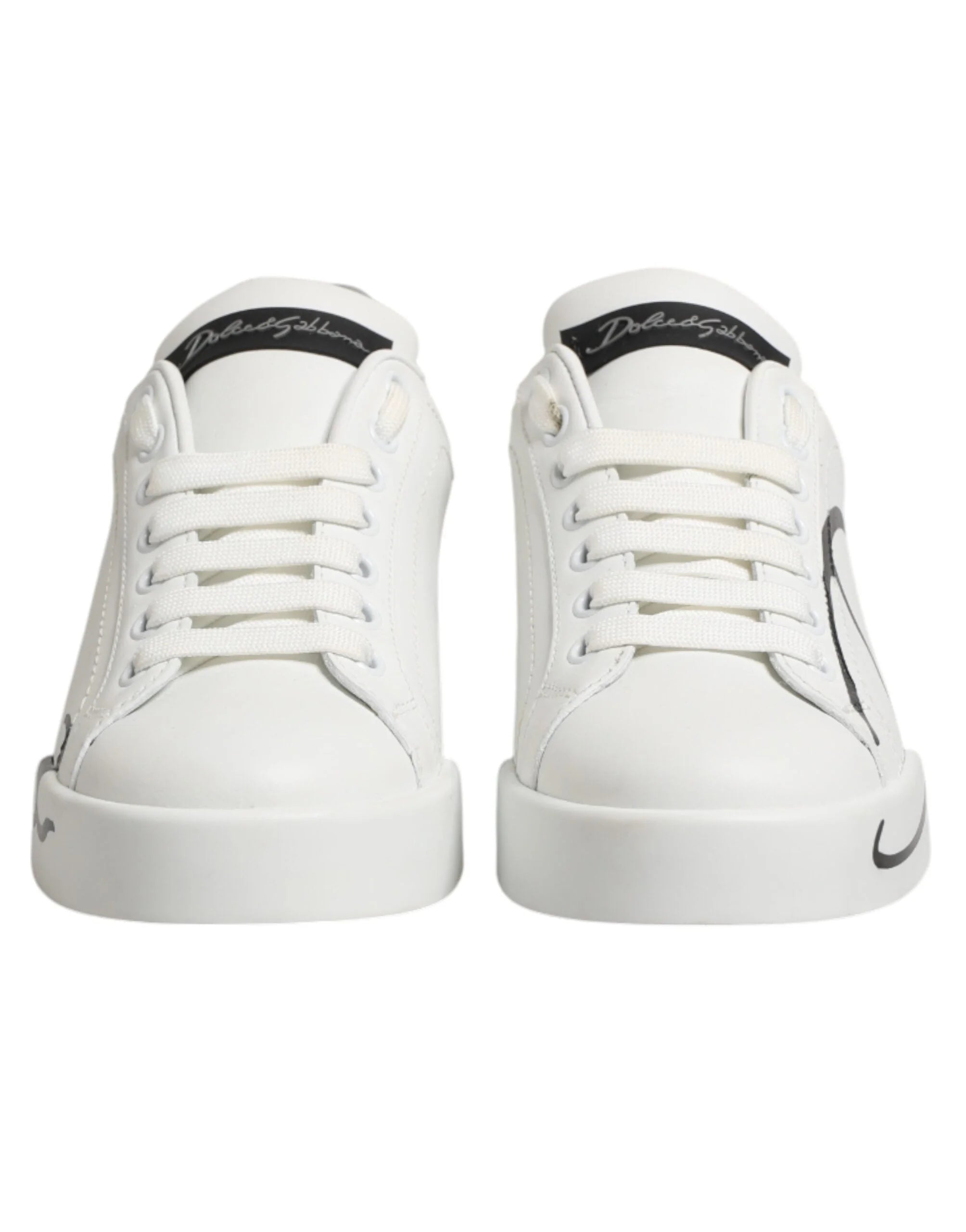 Dolce & Gabbana White Gray Low Top Leather Sneaker Shoes - EU35.5/US5
