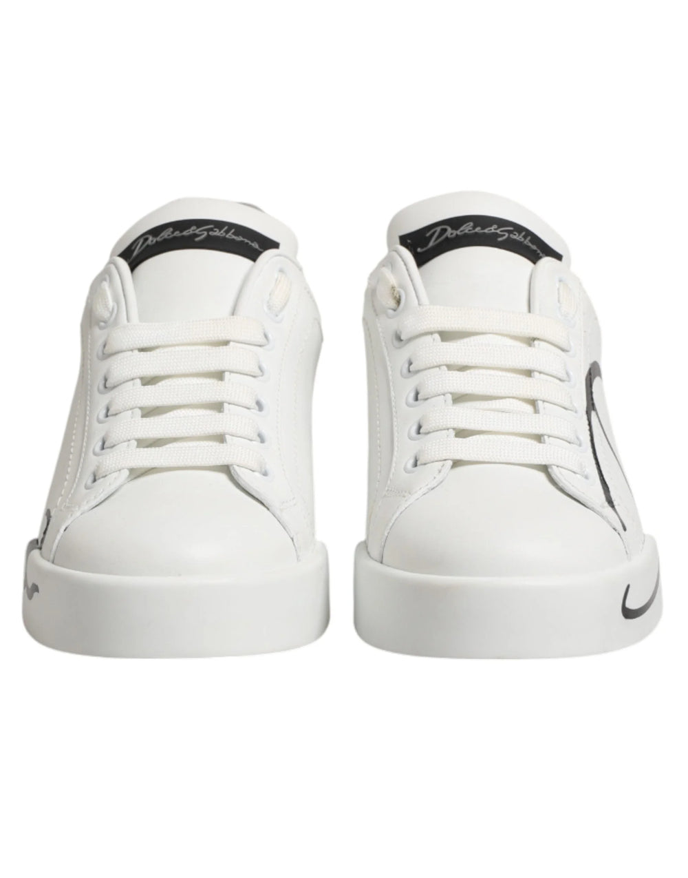 Dolce & Gabbana White Gray Low Top Leather Sneaker Shoes - EU35.5/US5