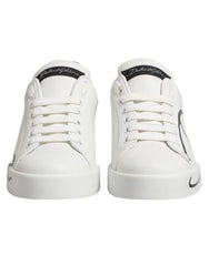 Dolce & Gabbana White Gray Low Top Leather Sneaker Shoes - EU35.5/US5