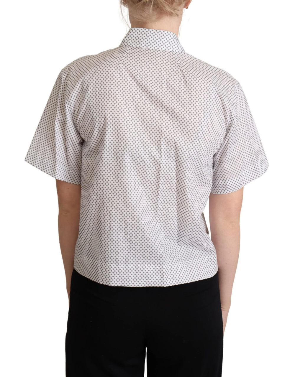 Dolce & Gabbana White Gray Polka Dots Collared Button Shirt - Shirts