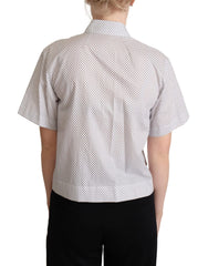 Dolce & Gabbana White Gray Polka Dots Collared Button Shirt - Shirts