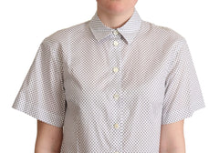 Dolce & Gabbana White Gray Polka Dots Collared Button Shirt - Shirts