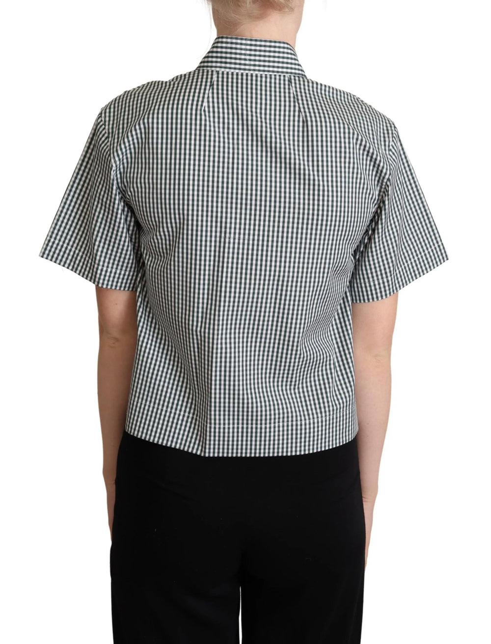 Dolce & Gabbana White Green Cotton Check Shirt Blouse Top - Polos