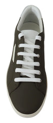 Dolce & Gabbana White Green Leather Low Top Sneakers Shoes - Sneakers