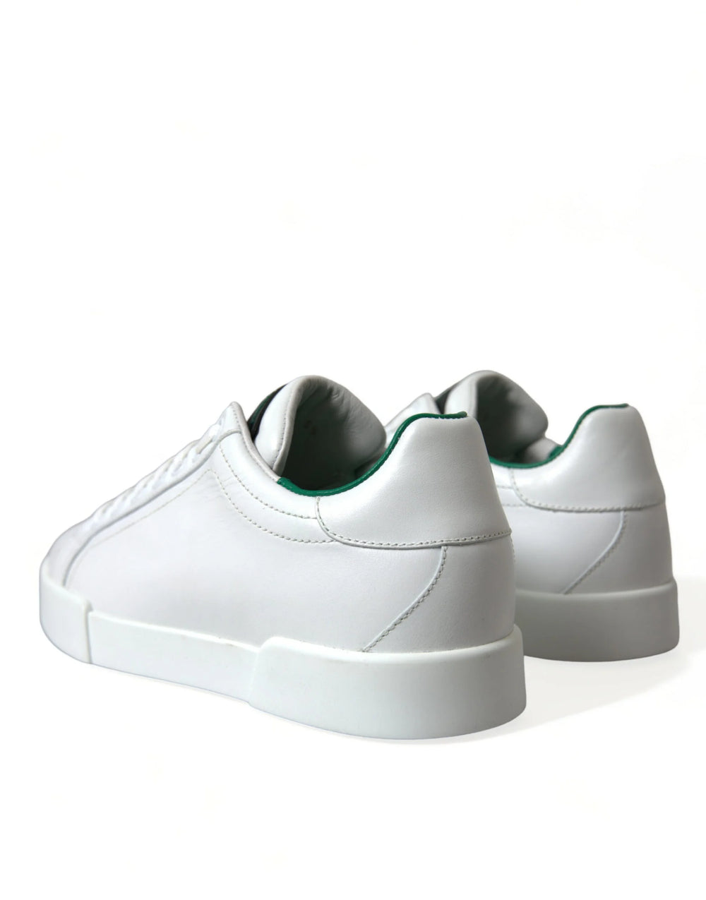 Dolce & Gabbana White Green Leather Portofino Sneakers Shoes - EU39.5/US6.5 - Sneakers