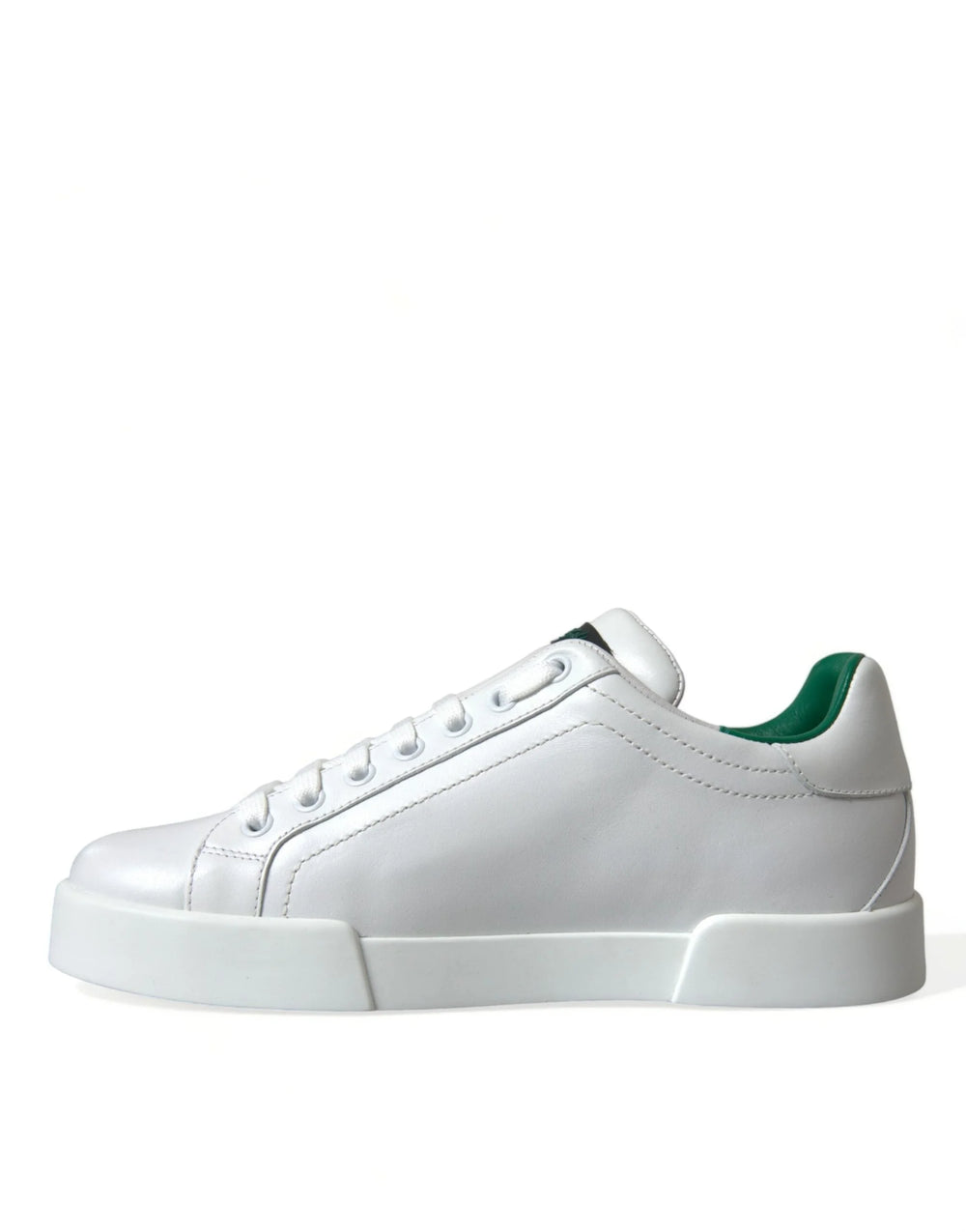 Dolce & Gabbana White Green Leather Portofino Sneakers Shoes - EU39.5/US6.5 - Sneakers