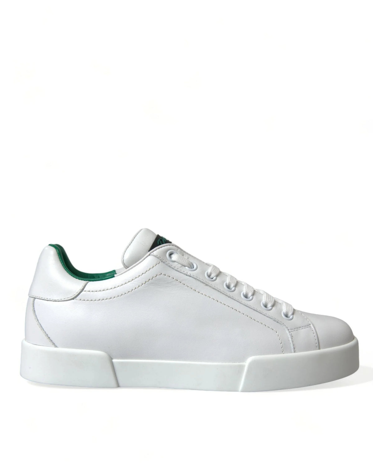 Dolce & Gabbana White Green Leather Portofino Sneakers Shoes - EU39.5/US6.5 - Sneakers