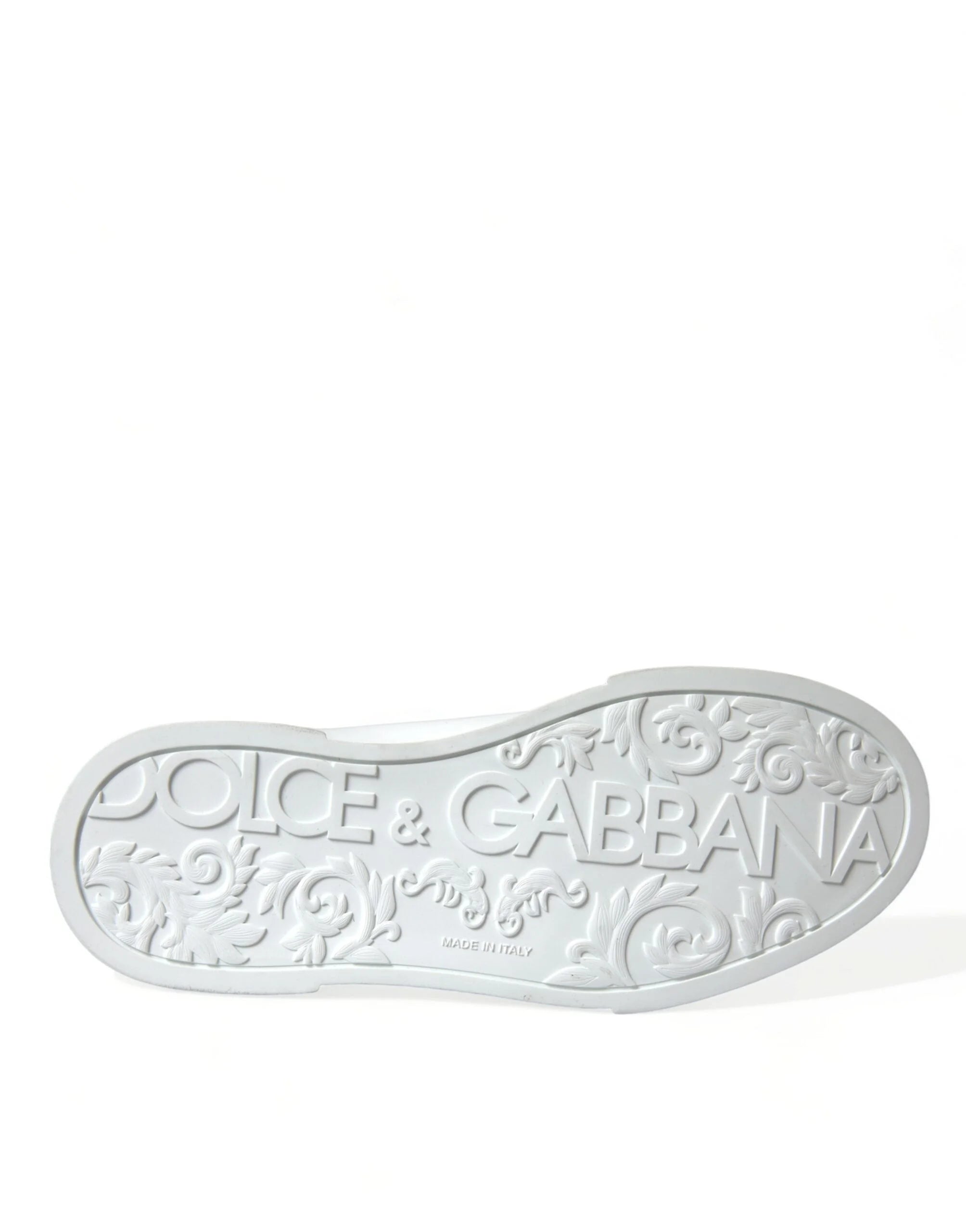 Dolce & Gabbana White Green Leather Portofino Sneakers Shoes - EU39.5/US6.5 - Sneakers