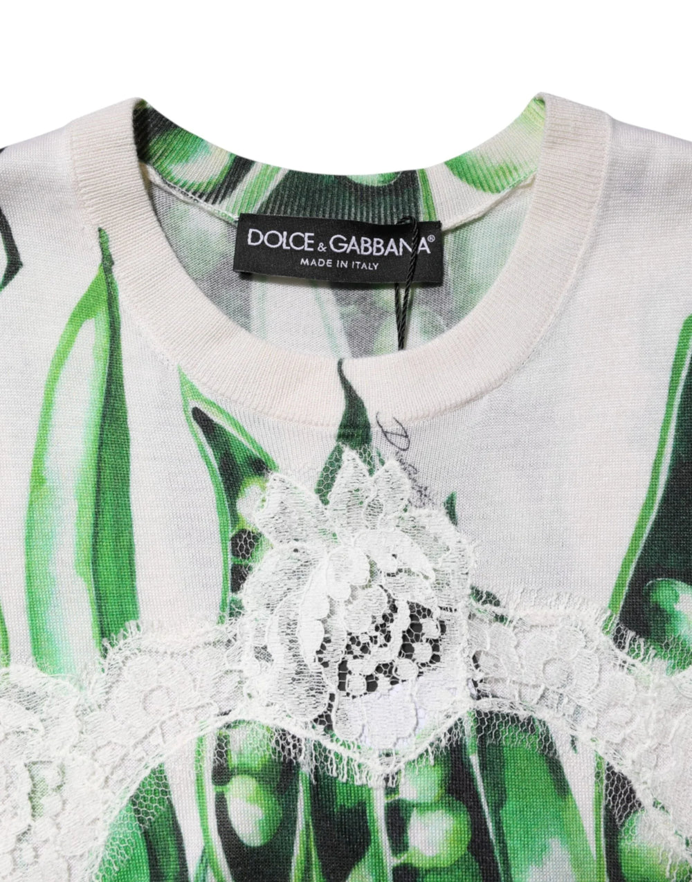 Dolce & Gabbana White Green Pea Print Sleeveless Blouse Top - IT36|XXS - Blouses