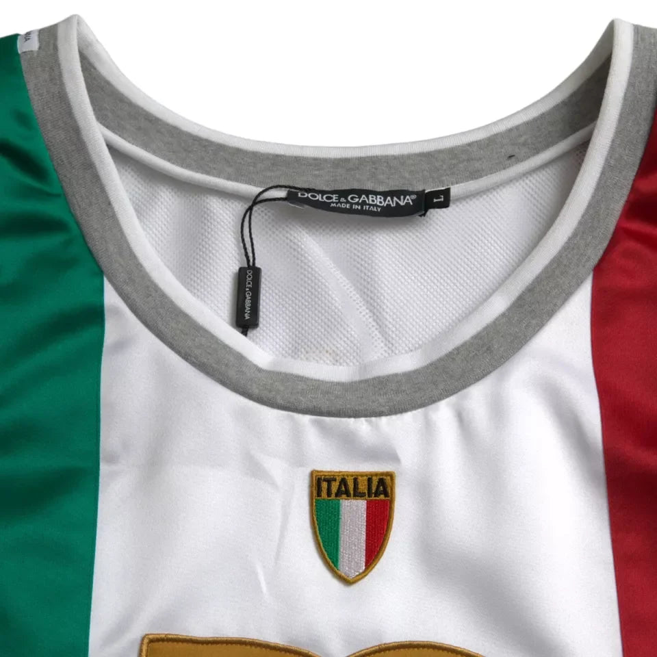 Dolce & Gabbana White Green Sleeveless Top Italian Flag Basket T-shirt - Tank Tops