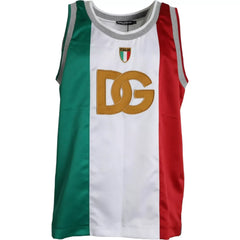 Dolce & Gabbana White Green Sleeveless Top Italian Flag Basket T-shirt - Tank Tops