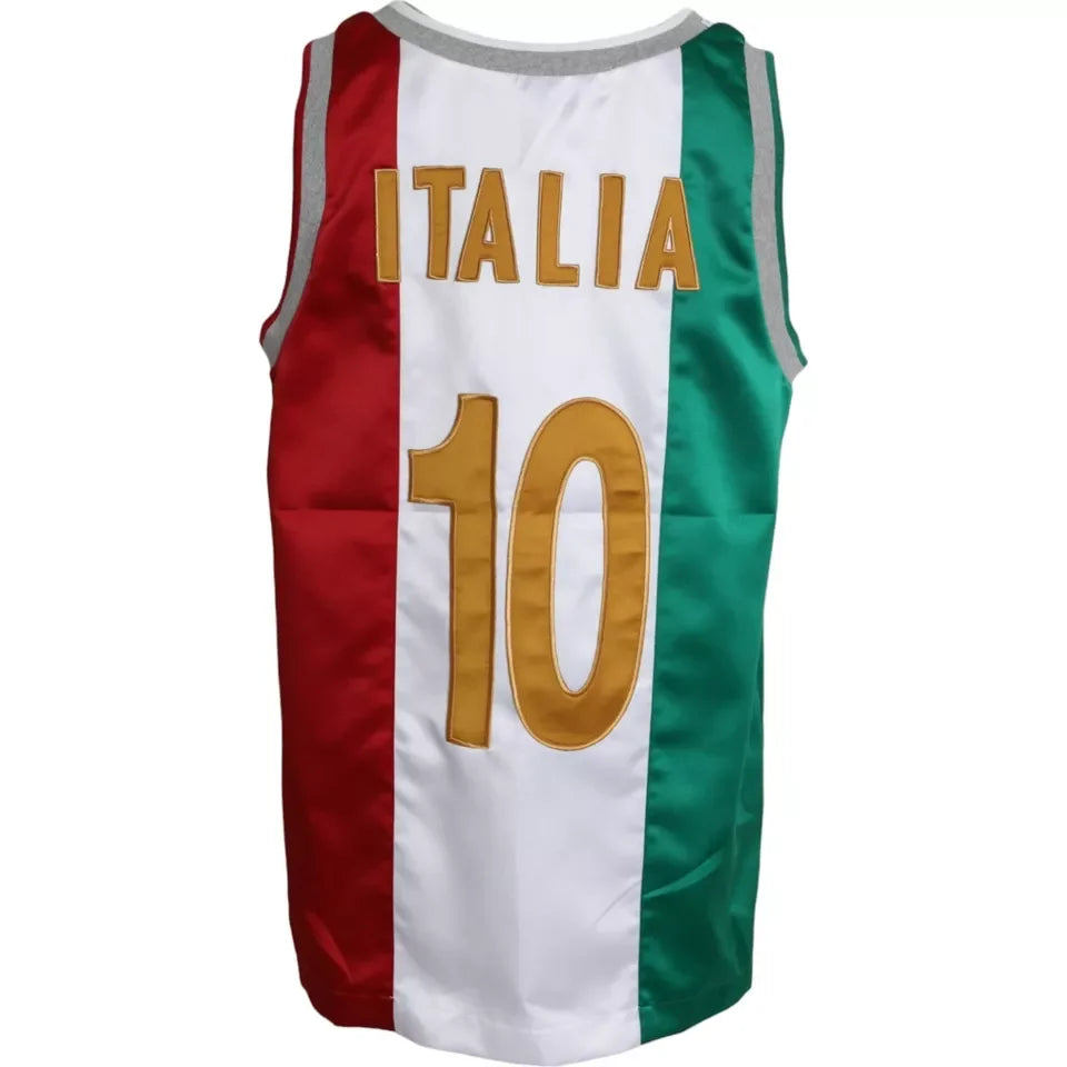 Dolce & Gabbana White Green Sleeveless Top Italian Flag Basket T-shirt - Tank Tops